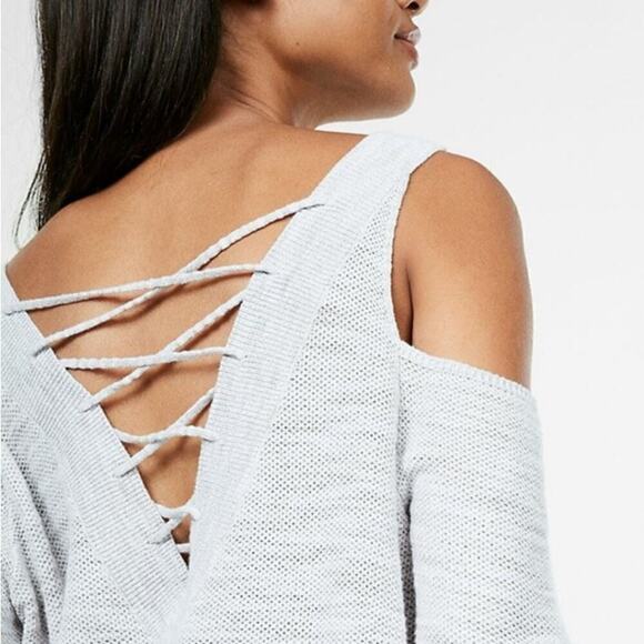 Express Two Way Lace Up Cold Shoulder Sweater XS - Picture 4 of 8